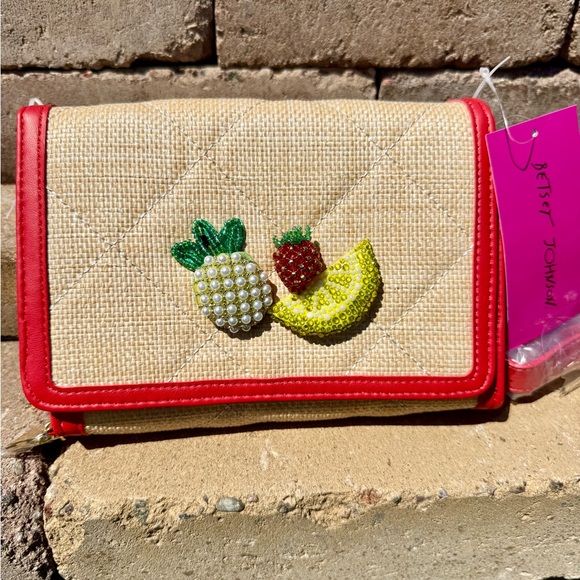 NWT! Betsy Johnson Charming Pearl Rhinestone Fruit Beaded Women's Bag - Picture 8 of 13